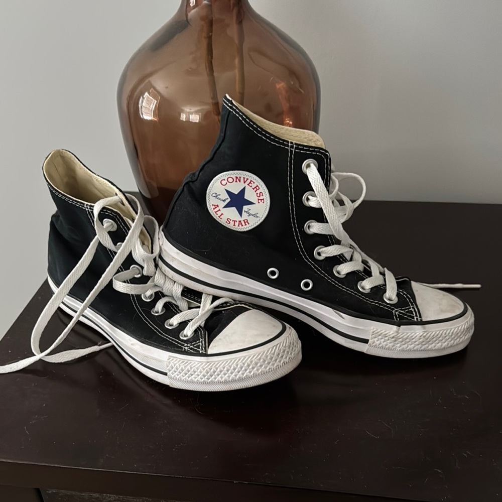 Converse Black and White High-Tops (W 7/M 5)